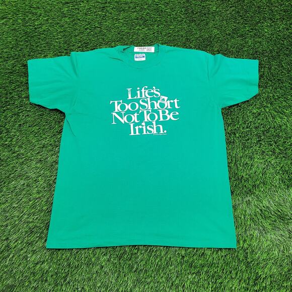 Vintage 80s Irish Shirt Large 22x26 Green - Picture 1 of 13